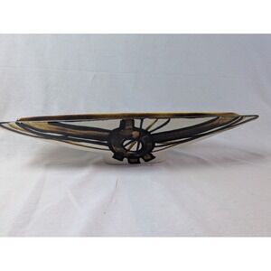 St Clement Pottery France Mid Century Modern Dish Brown Abstract Centerpiece MCM